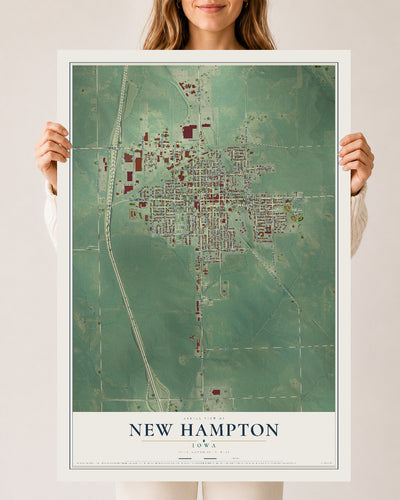 Map of New Hampton, Iowa, 24 x 36 inch unframed archival matte print