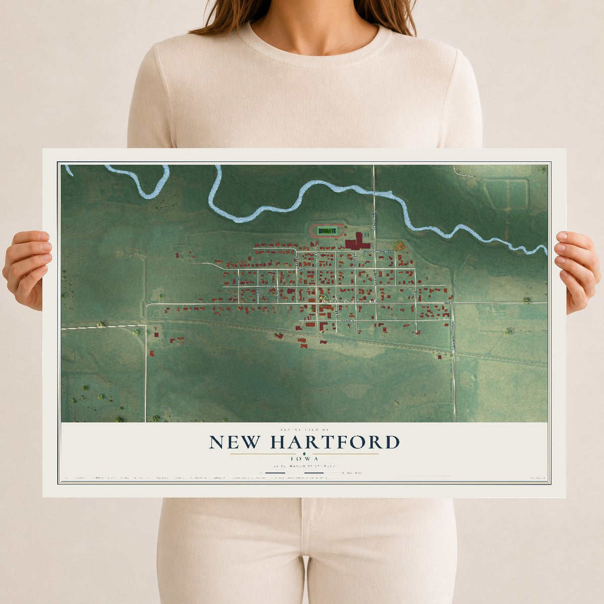 Map of New Hartford, Iowa, 12 x 18 inch unframed archival matte print