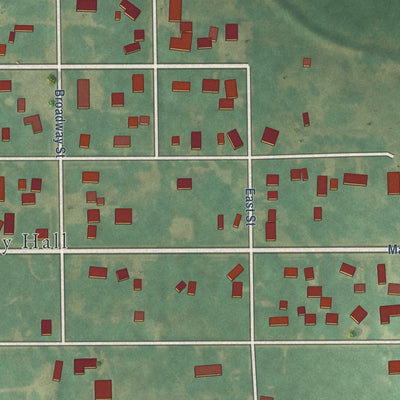 Second close-up of the map of New Hartford, Iowa print showing more streets and buildings