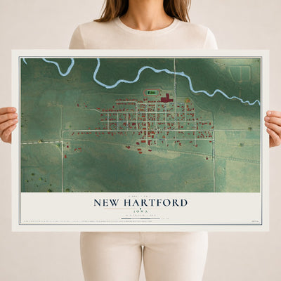 Map of New Hartford, Iowa, 18 x 24 inch unframed archival matte print