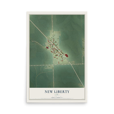 Map of New Liberty, Iowa, 12 x 18 inch unframed archival matte print