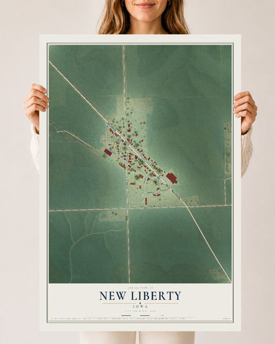 Map of New Liberty, Iowa, 24 x 36 inch unframed archival matte print