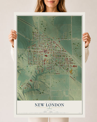 Map of New London, Iowa, 24 x 36 inch unframed archival matte print