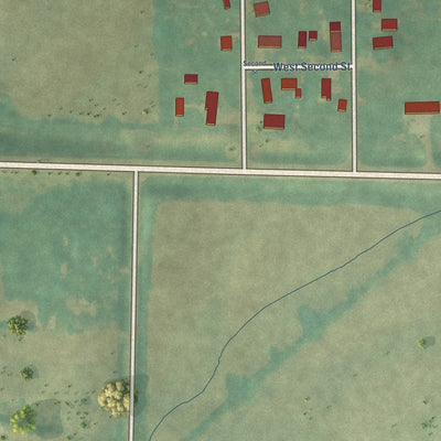 Second close-up of the map of New Market, Iowa print showing more streets and buildings