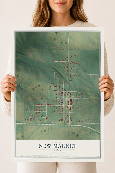 Map of New Market, Iowa, 18 x 24 inch unframed archival matte print