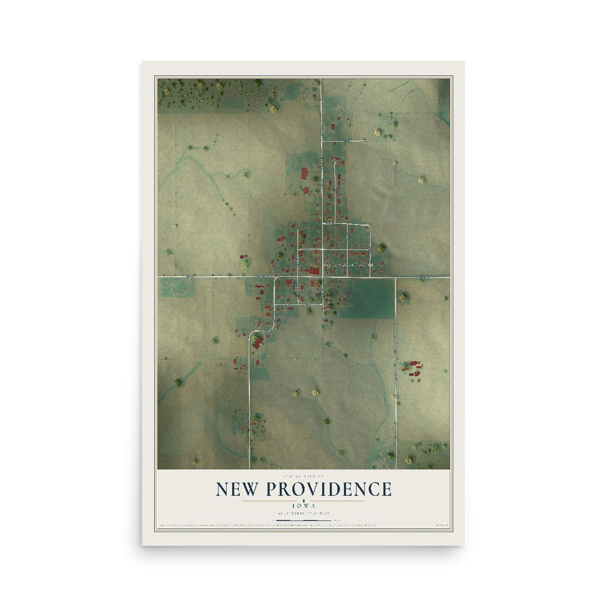 Map of New Providence, Iowa, 12 x 18 inch unframed archival matte print