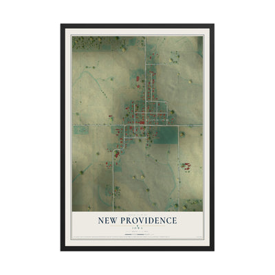 Map of New Providence, Iowa, 12 x 18 inch print in a black wood frame