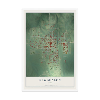 Map of New Sharon, Iowa, 12 x 18 inch print in a white wood frame