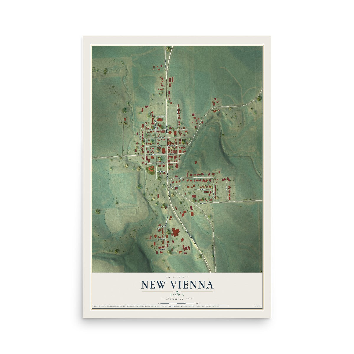 Map of New Vienna, Iowa, 12 x 18 inch unframed archival matte print