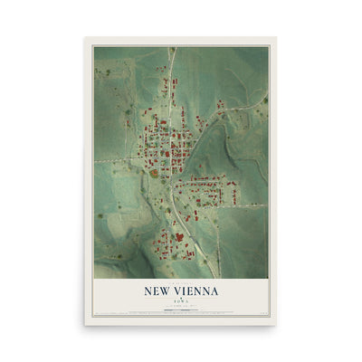 Map of New Vienna, Iowa, 12 x 18 inch unframed archival matte print