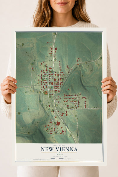 Map of New Vienna, Iowa, 18 x 24 inch unframed archival matte print