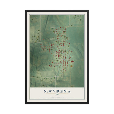 Map of New Virginia, Iowa, 12 x 18 inch print in a black wood frame