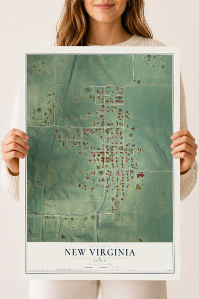 Map of New Virginia, Iowa, 18 x 24 inch unframed archival matte print