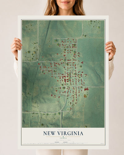 Map of New Virginia, Iowa, 24 x 36 inch unframed archival matte print