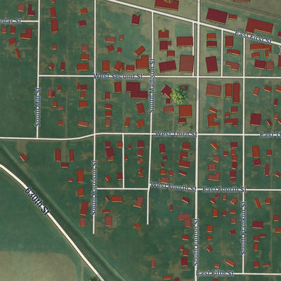 Close-up of the map of Newell, Iowa print showing street and building detail