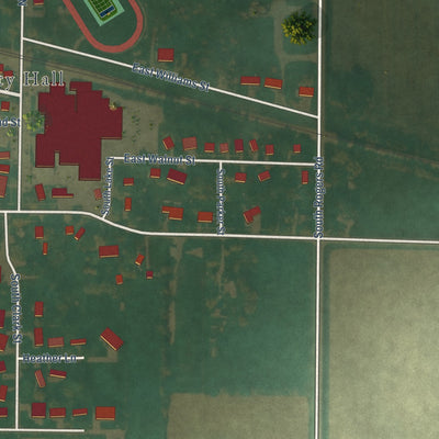 Second close-up of the map of Newell, Iowa print showing more streets and buildings