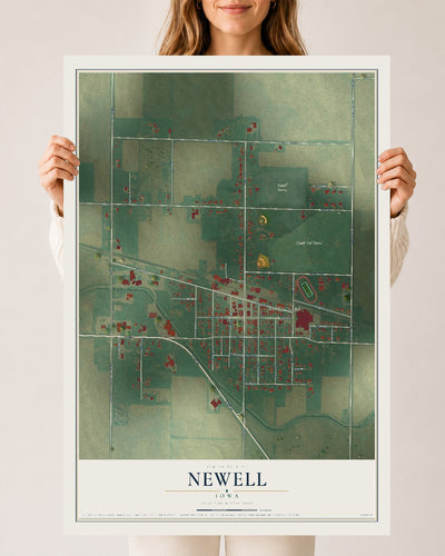 Map of Newell, Iowa, 24 x 36 inch unframed archival matte print