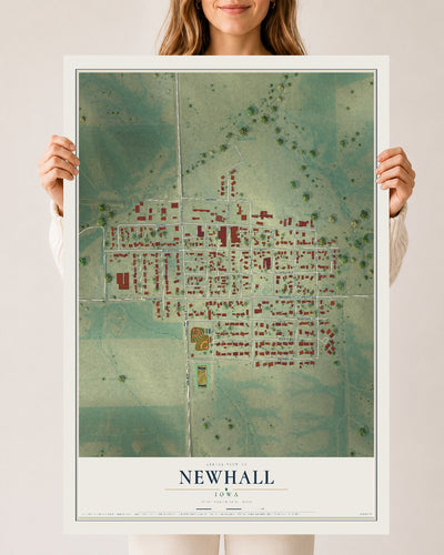 Map of Newhall, Iowa, 24 x 36 inch unframed archival matte print