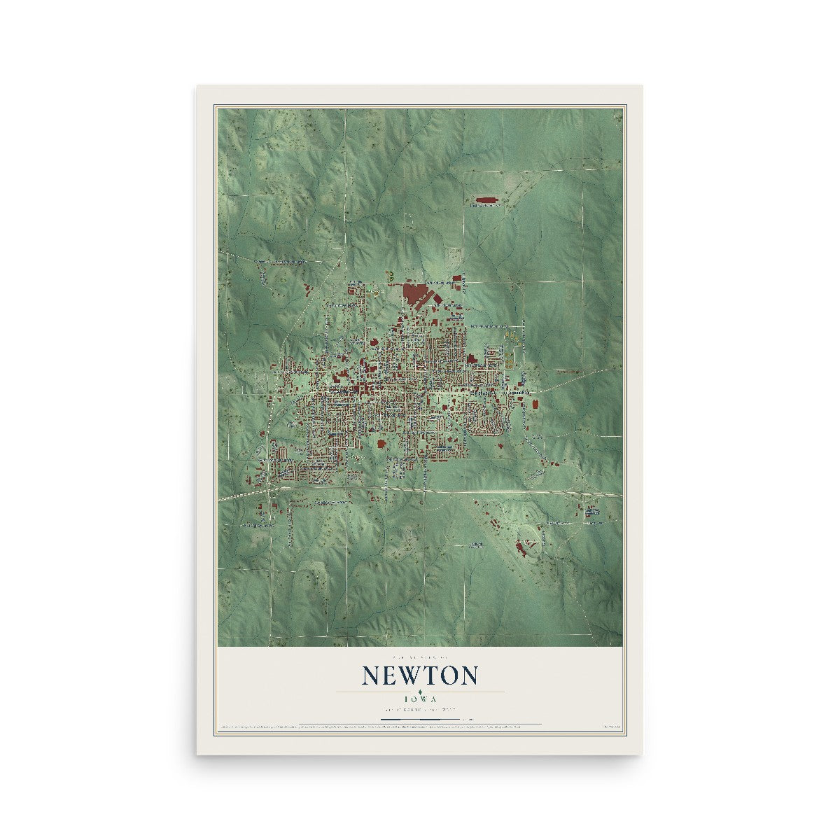 Map of Newton, Iowa, 12 x 18 inch unframed archival matte print