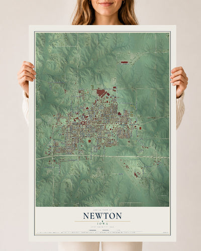 Map of Newton, Iowa, 24 x 36 inch unframed archival matte print