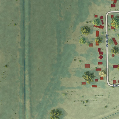 Second close-up of the map of Nichols, Iowa print showing more streets and buildings