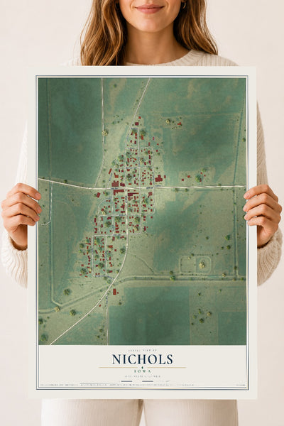 Map of Nichols, Iowa, 18 x 24 inch unframed archival matte print