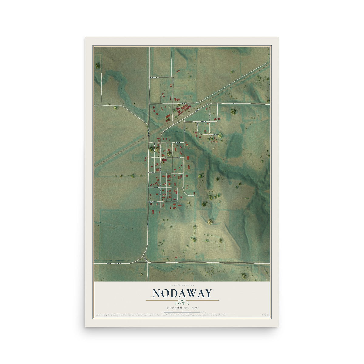 Map of Nodaway, Iowa, 12 x 18 inch unframed archival matte print