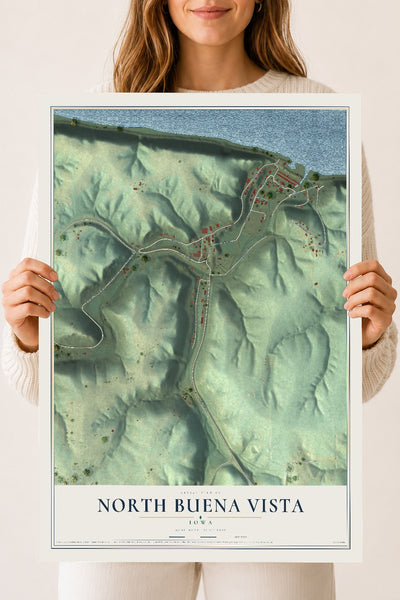 Map of North Buena Vista, Iowa, 18 x 24 inch unframed archival matte print