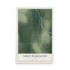 Map of North Washington, Iowa, 12 x 18 inch unframed archival matte print
