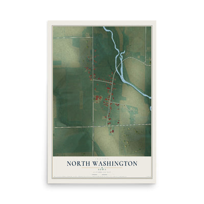 Map of North Washington, Iowa, 12 x 18 inch unframed archival matte print