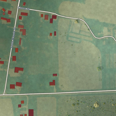 Close-up of the map of North Washington, Iowa print showing street and building detail