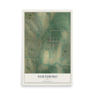 Map of Northboro, Iowa, 12 x 18 inch unframed archival matte print