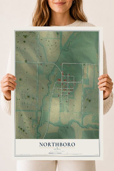 Map of Northboro, Iowa, 18 x 24 inch unframed archival matte print