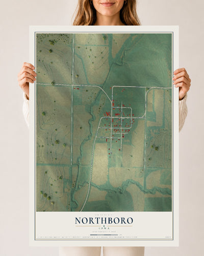 Map of Northboro, Iowa, 24 x 36 inch unframed archival matte print
