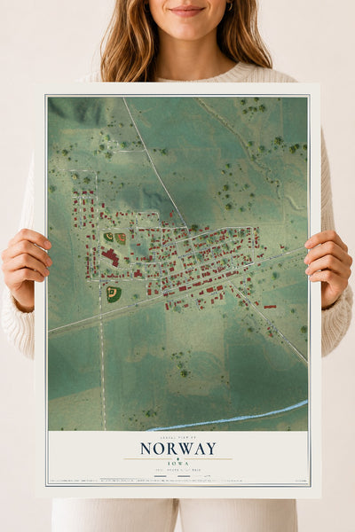 Map of Norway, Iowa, 18 x 24 inch unframed archival matte print