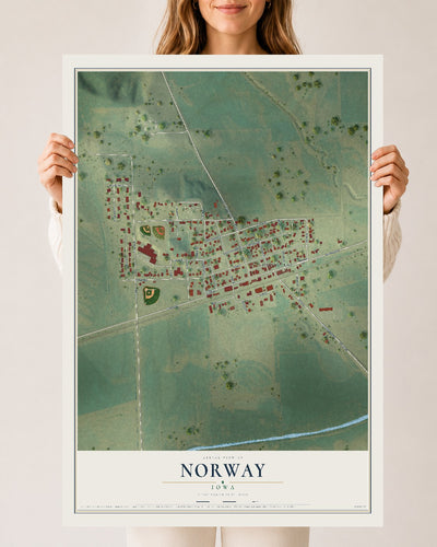 Map of Norway, Iowa, 24 x 36 inch unframed archival matte print