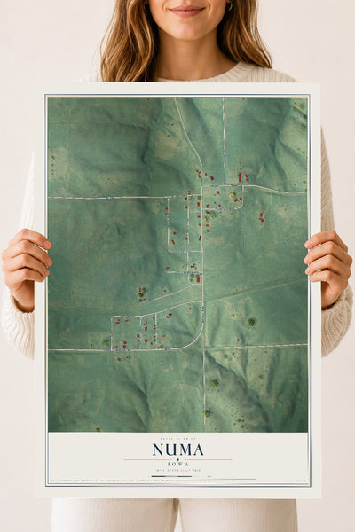 Map of Numa, Iowa, 18 x 24 inch unframed archival matte print