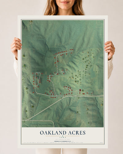 Map of Oakland Acres, Iowa, 24 x 36 inch unframed archival matte print