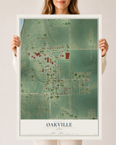 Map of Oakville, Iowa, 24 x 36 inch unframed archival matte print