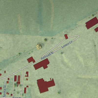 Second close-up of the map of Ocheyedan, Iowa print showing more streets and buildings