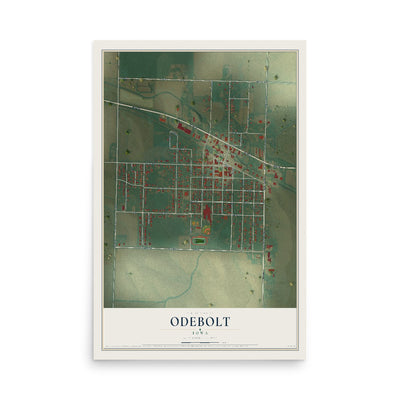 Map of Odebolt, Iowa, 12 x 18 inch unframed archival matte print