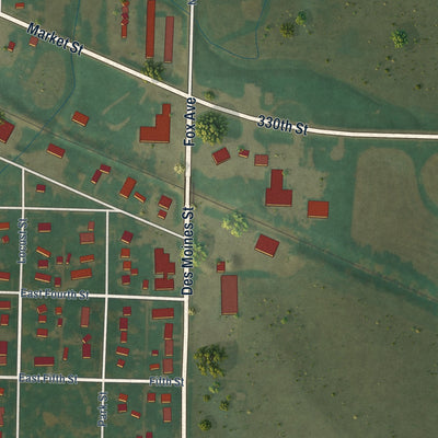 Second close-up of the map of Odebolt, Iowa print showing more streets and buildings