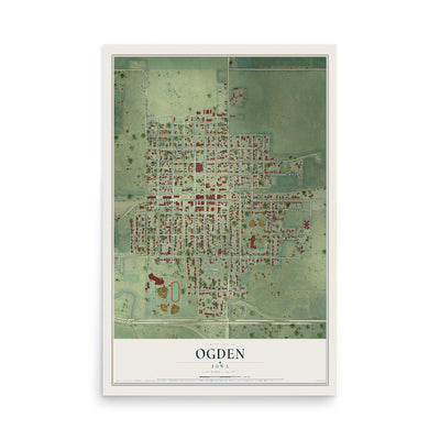 Map of Ogden, Iowa, 12 x 18 inch unframed archival matte print