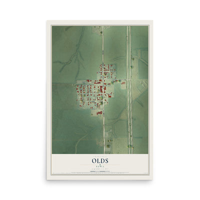 Map of Olds, Iowa, 12 x 18 inch unframed archival matte print