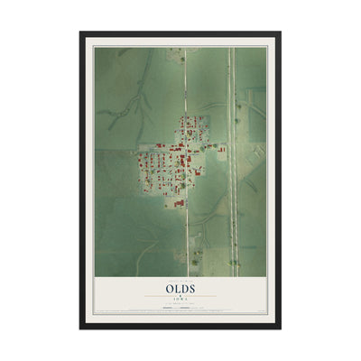 Map of Olds, Iowa, 12 x 18 inch print in a black wood frame