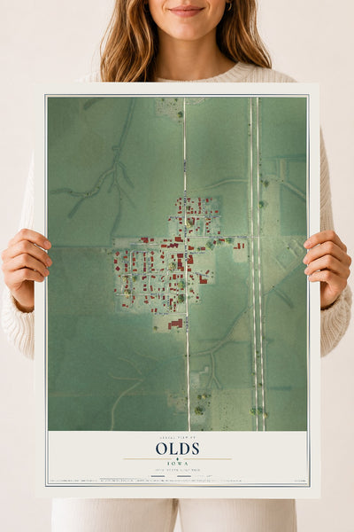 Map of Olds, Iowa, 18 x 24 inch unframed archival matte print