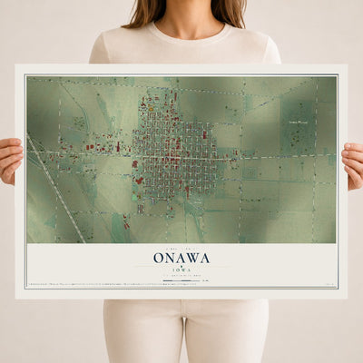 Map of Onawa, Iowa, 18 x 24 inch unframed archival matte print
