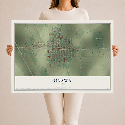 Map of Onawa, Iowa, 24 x 36 inch unframed archival matte print