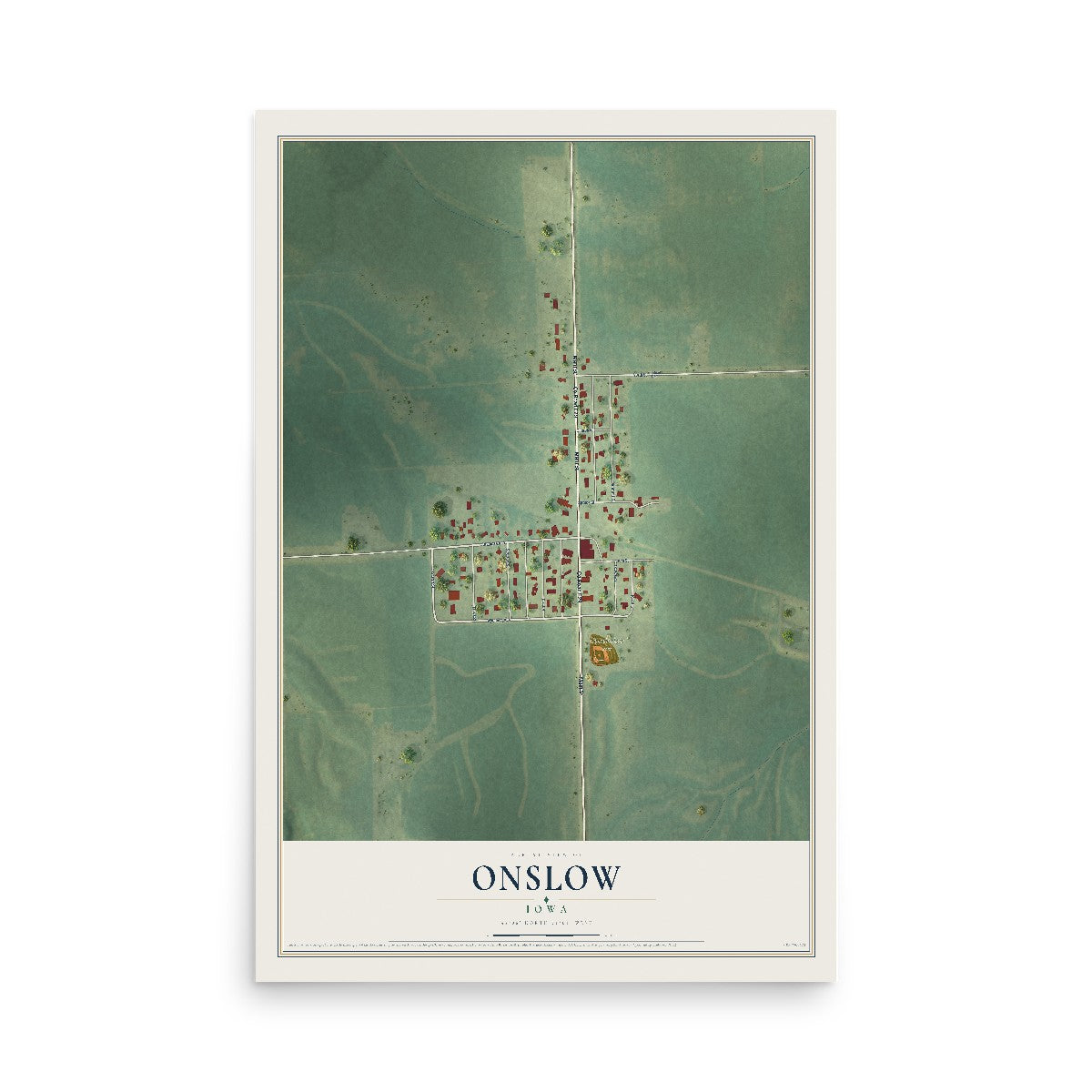 Map of Onslow, Iowa, 12 x 18 inch unframed archival matte print