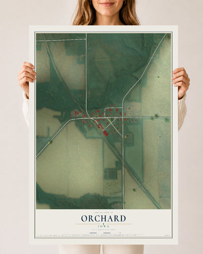 Map of Orchard, Iowa, 24 x 36 inch unframed archival matte print